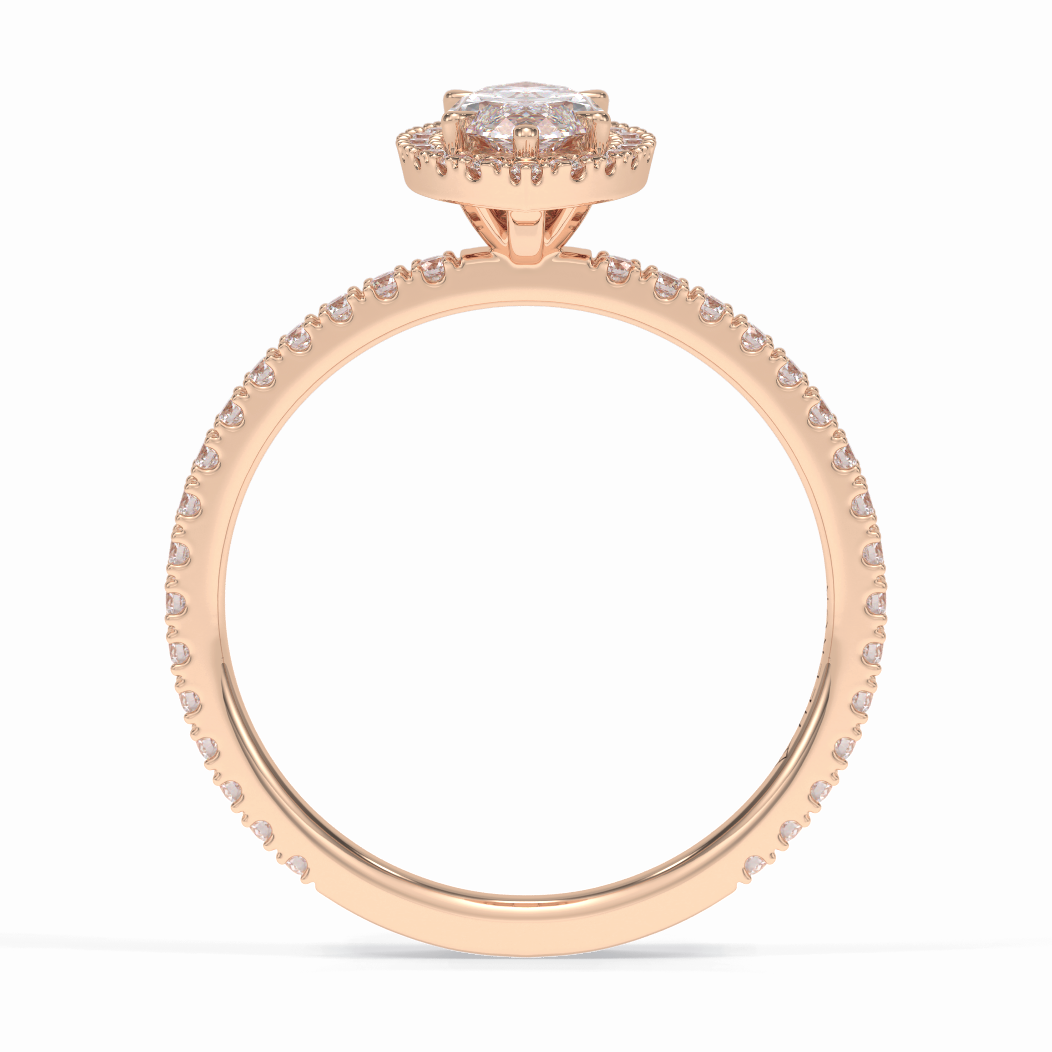 Majesty 0.75 Carat Marquise VS1 Moissanite Halo Engagement Ring in 18K Rose Gold