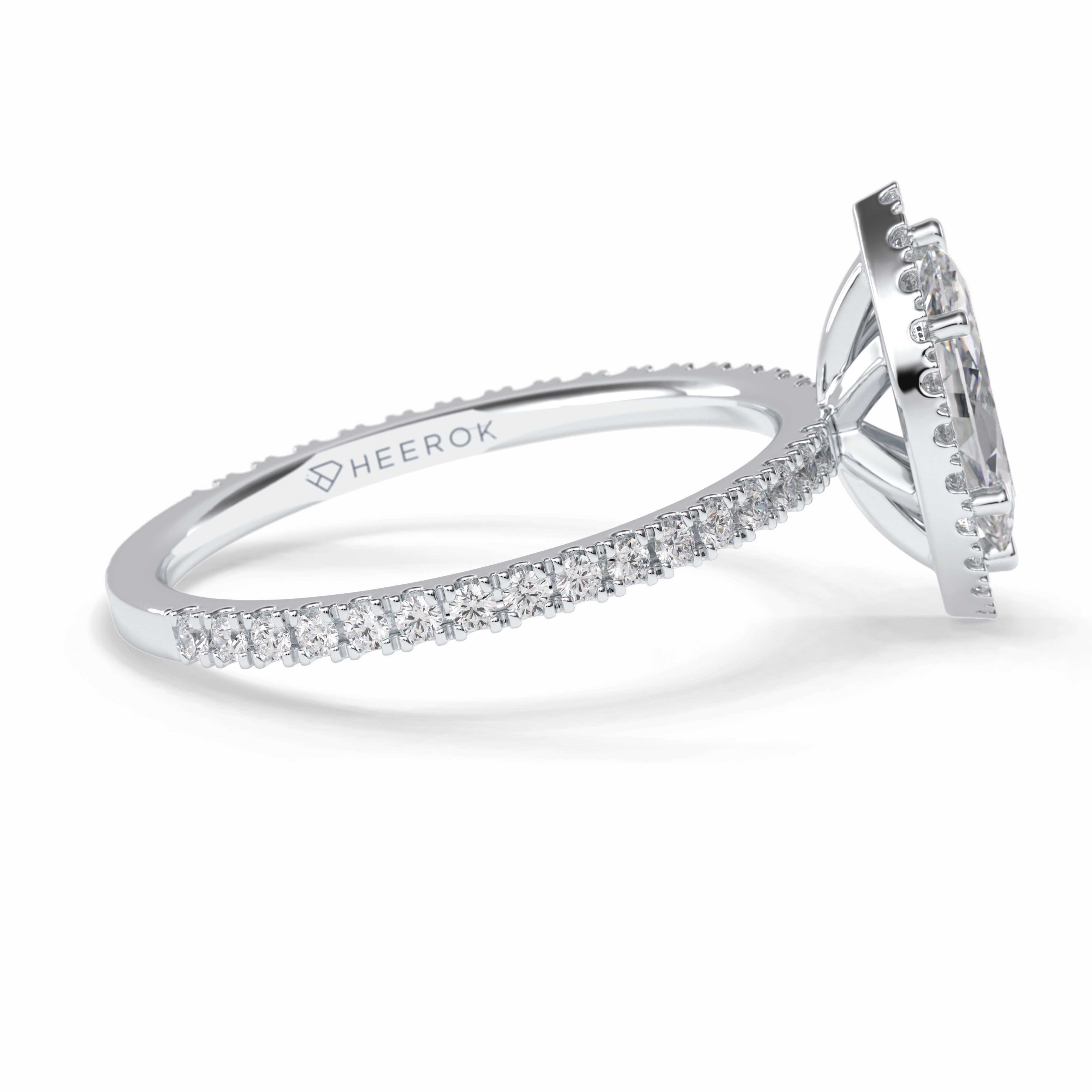 Majesty 0.75 Carat Marquise VS1 Moissanite Halo Engagement Ring in 18K White Gold