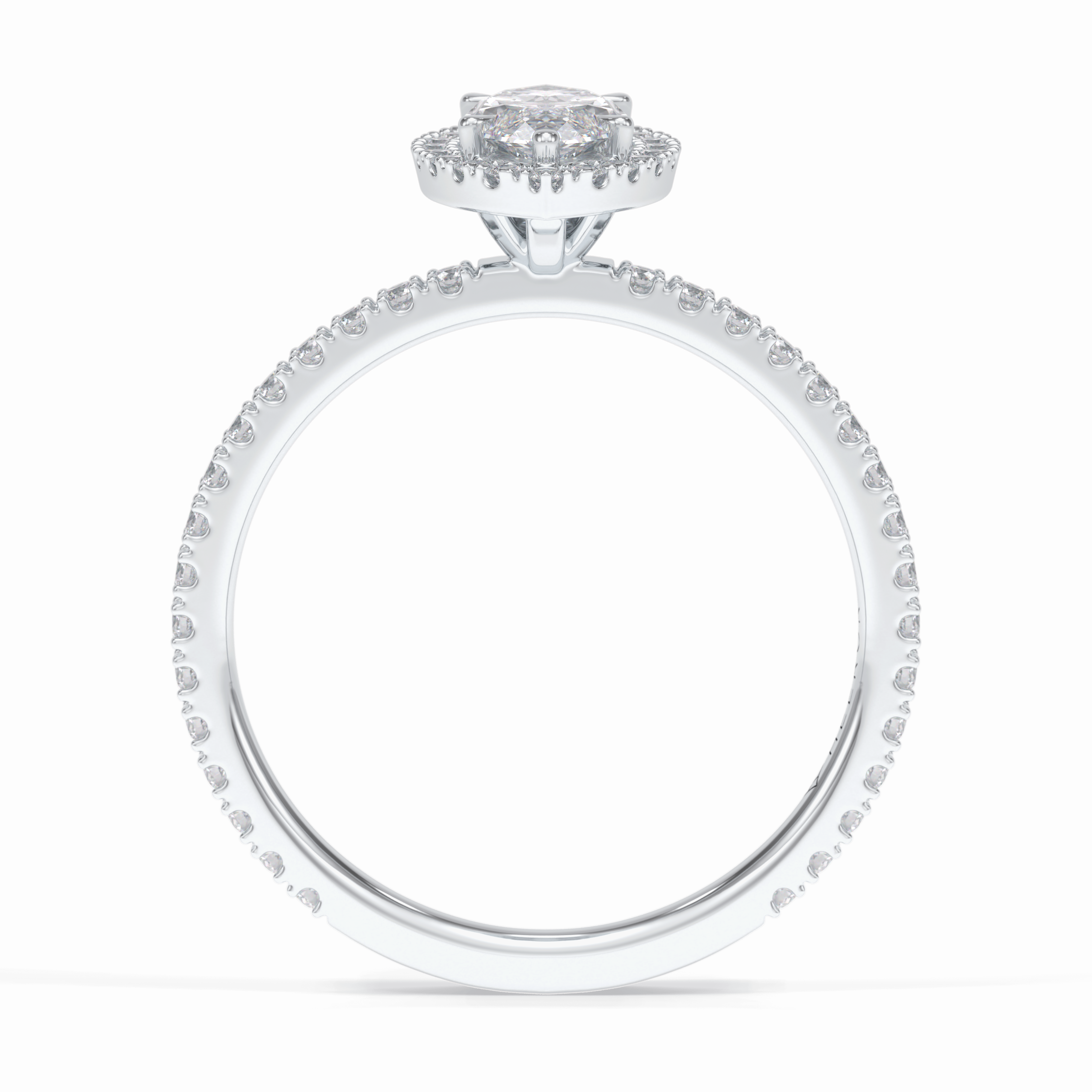 Majesty 0.75 Carat Marquise VS1 Moissanite Halo Engagement Ring in 18K White Gold