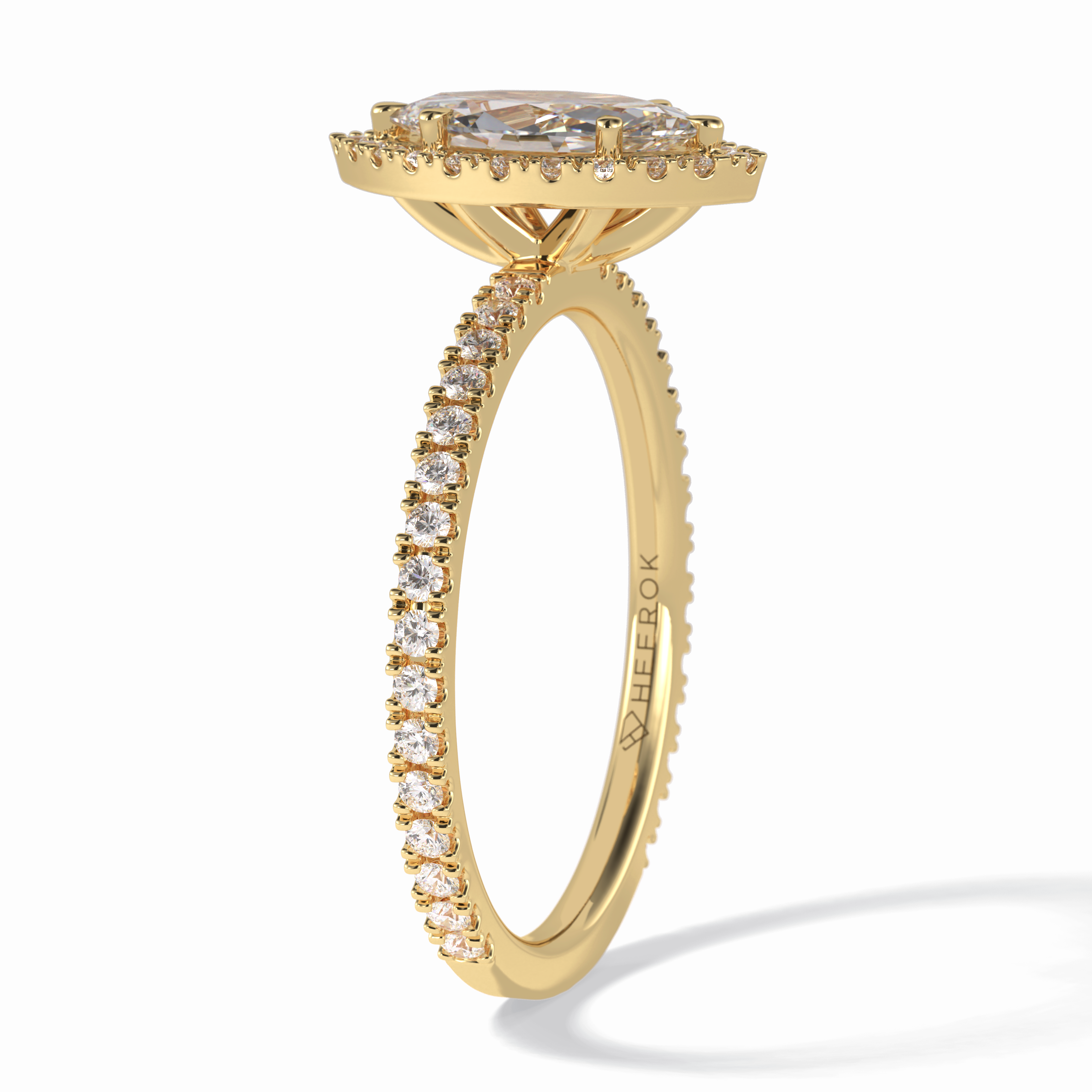 Majesty 0.75 Carat Marquise VS1 Moissanite Halo Engagement Ring in 18K Yellow Gold