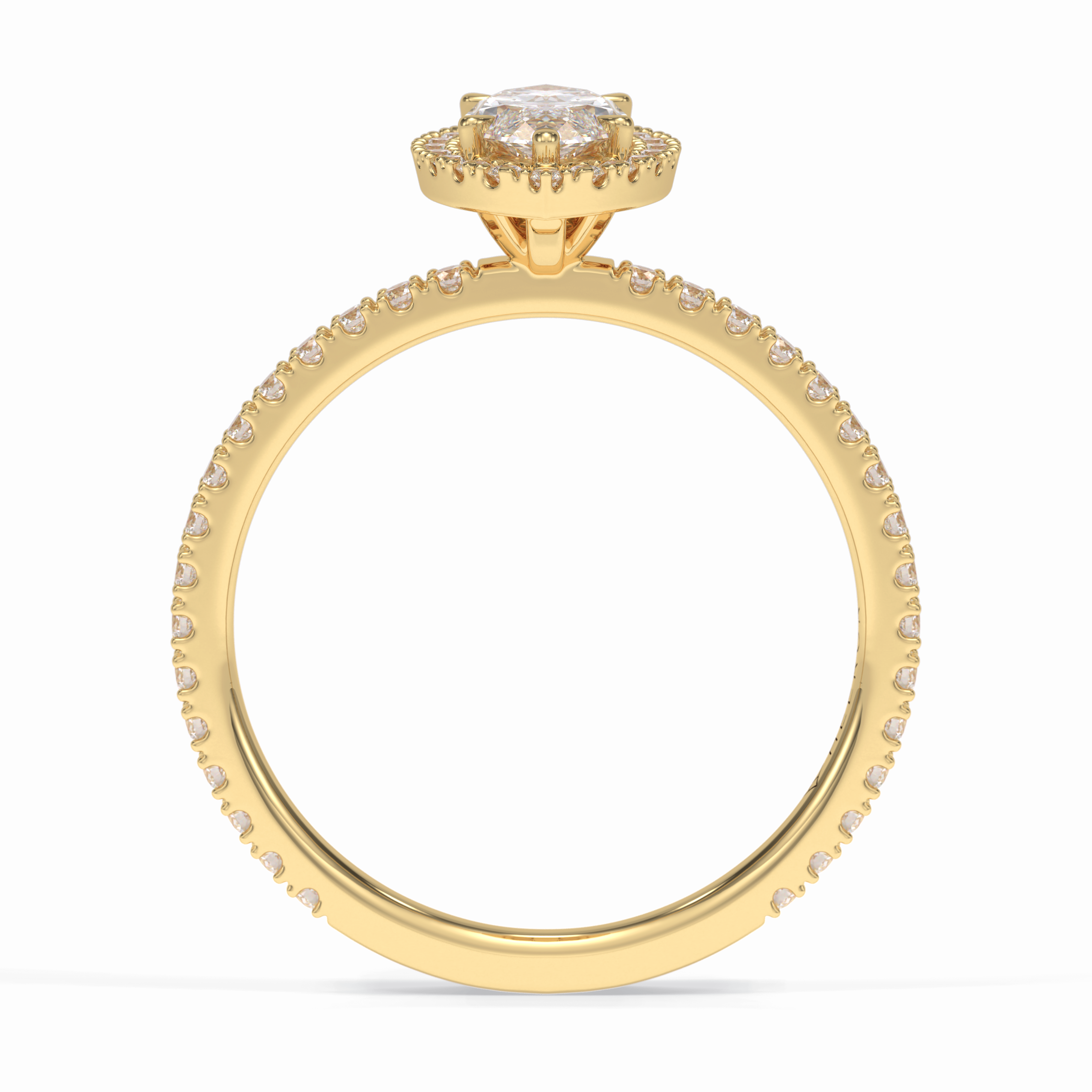 Majesty 0.75 Carat Marquise VS1 Moissanite Halo Engagement Ring in 18K Yellow Gold