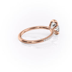 Marin Row 2.15 Carat VVS Lab-Grown Round Half-Bezel Pavé Engagement Ring in 18K Rose Gold Back Side Cross View