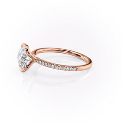 Marin Row 2.15 Carat VVS Lab-Grown Round Half-Bezel Pavé Engagement Ring in 18K Rose Gold Left Side View