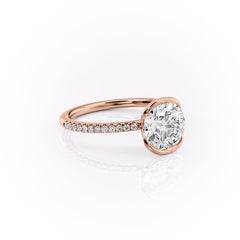 Marin Row 2.15 Carat VVS Lab-Grown Round Half-Bezel Pavé Engagement Ring in 18K Rose Gold Right Side Cross View