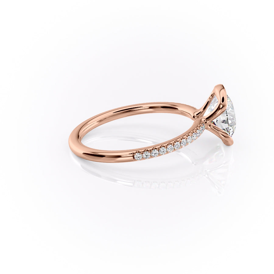 Marin Row 2.15 Carat VVS Lab-Grown Round Half-Bezel Pavé Engagement Ring in 18K Rose Gold Right Side View