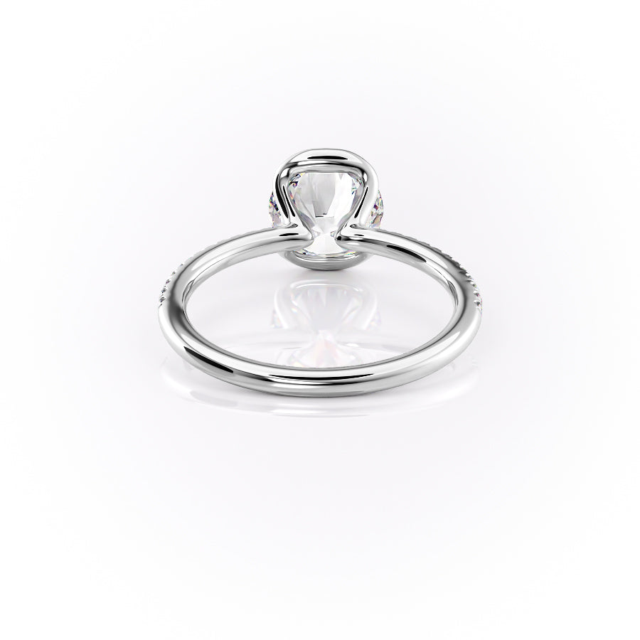 Marin Row 2.15 Carat VVS Lab-Grown Round Half-Bezel Pavé Engagement Ring in 18K White Gold Back Side View