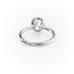 Marin Row 2.15 Carat VVS Lab-Grown Round Half-Bezel Pavé Engagement Ring in 18K White Gold Back Side View