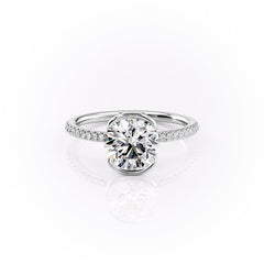 Marin Row 2.15 Carat VVS Lab-Grown Round Half-Bezel Pavé Engagement Ring in 18K White Gold Front Side View