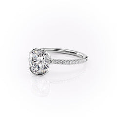 Marin Row 2.15 Carat VVS Lab-Grown Round Half-Bezel Pavé Engagement Ring in 18K White Gold Left Side Cross View