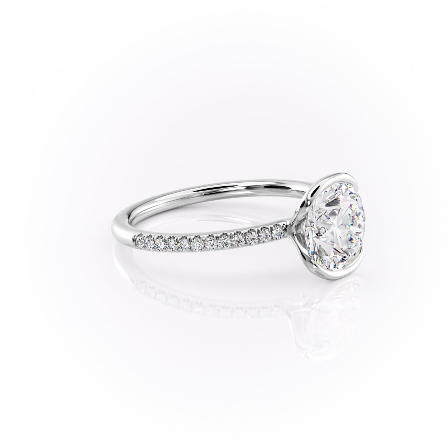 Marin Row 2.15 Carat VVS Lab-Grown Round Half-Bezel Pavé Engagement Ring in 18K White Gold Right Side View