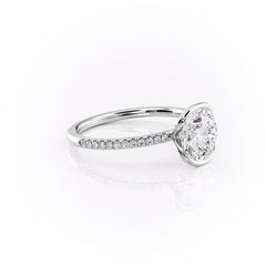 Marin Row 2.15 Carat VVS Lab-Grown Round Half-Bezel Pavé Engagement Ring in 18K White Gold Right Side View