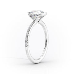 Marin Row 2.15 Carat VVS Lab-Grown Round Half-Bezel Pavé Engagement Ring in 18K White Gold Standing View