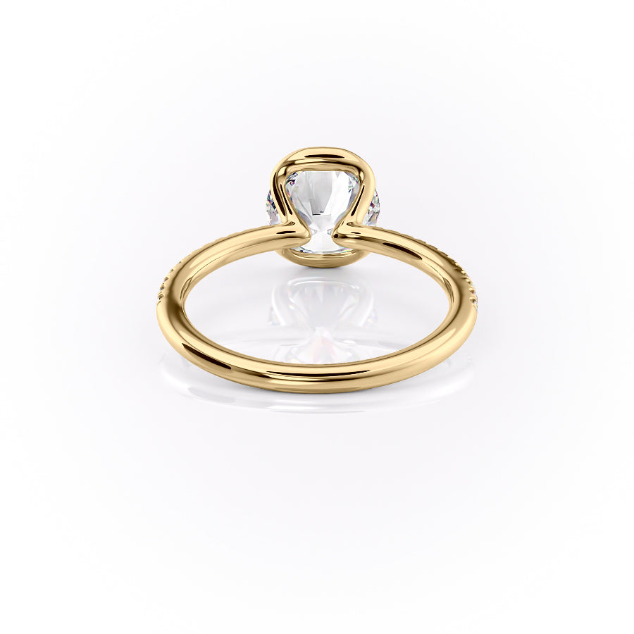 Marin Row 2.15 Carat VVS Lab-Grown Round Half-Bezel Pavé Engagement Ring in 18K Yellow Gold Back Side View