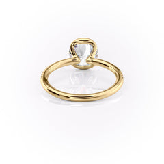 Marin Row 2.15 Carat VVS Lab-Grown Round Half-Bezel Pavé Engagement Ring in 18K Yellow Gold Back Side View