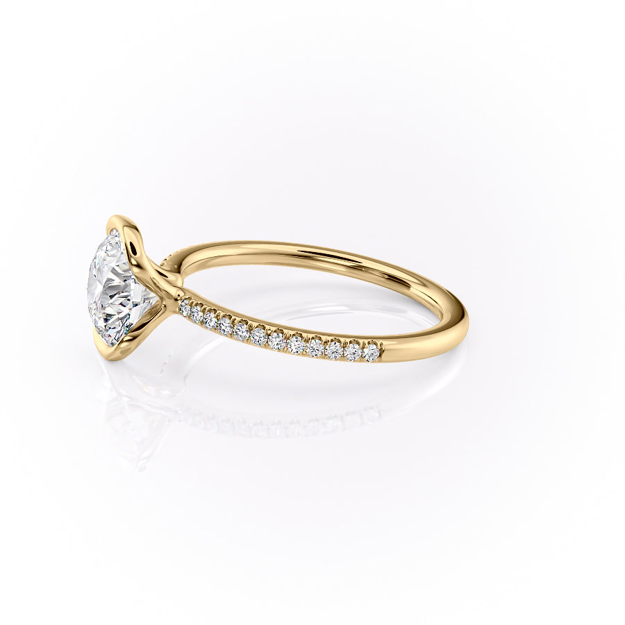 Marin Row 2.15 Carat VVS Lab-Grown Round Half-Bezel Pavé Engagement Ring in 18K Yellow Gold Left Side View