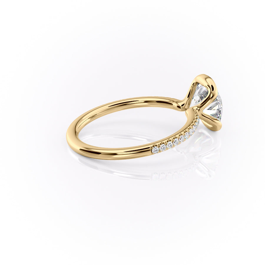 Marin Row 2.15 Carat VVS Lab-Grown Round Half-Bezel Pavé Engagement Ring in 18K Yellow Gold Right Side View