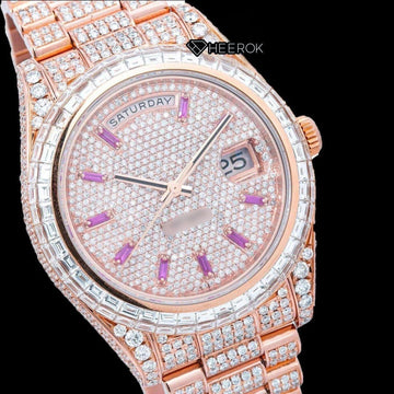 Moissanite Rolex Watch Close Up Dial View