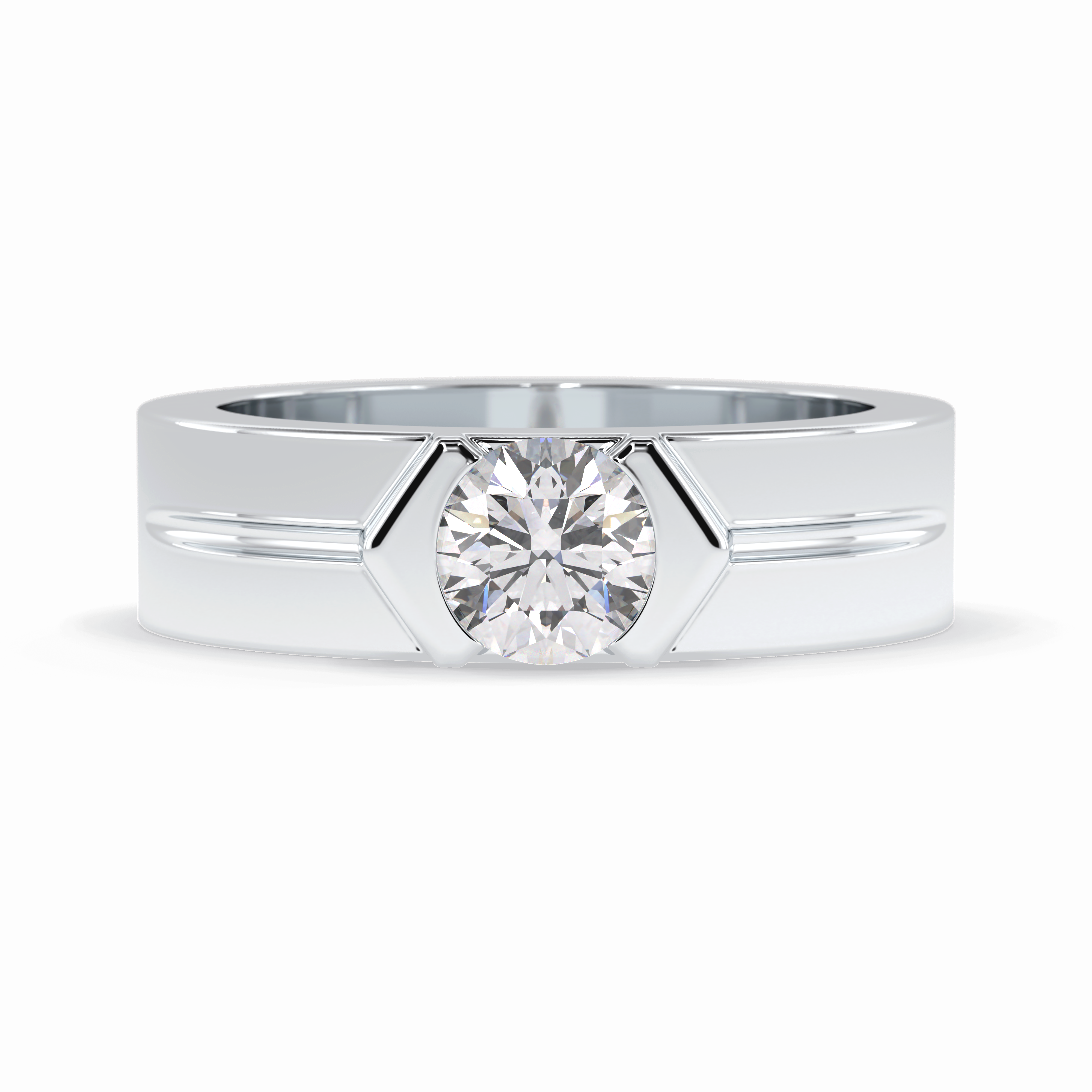 Monarch 0.59 Carat Round VS1 Moissanite Solitaire Engagement Ring in 18K White Gold