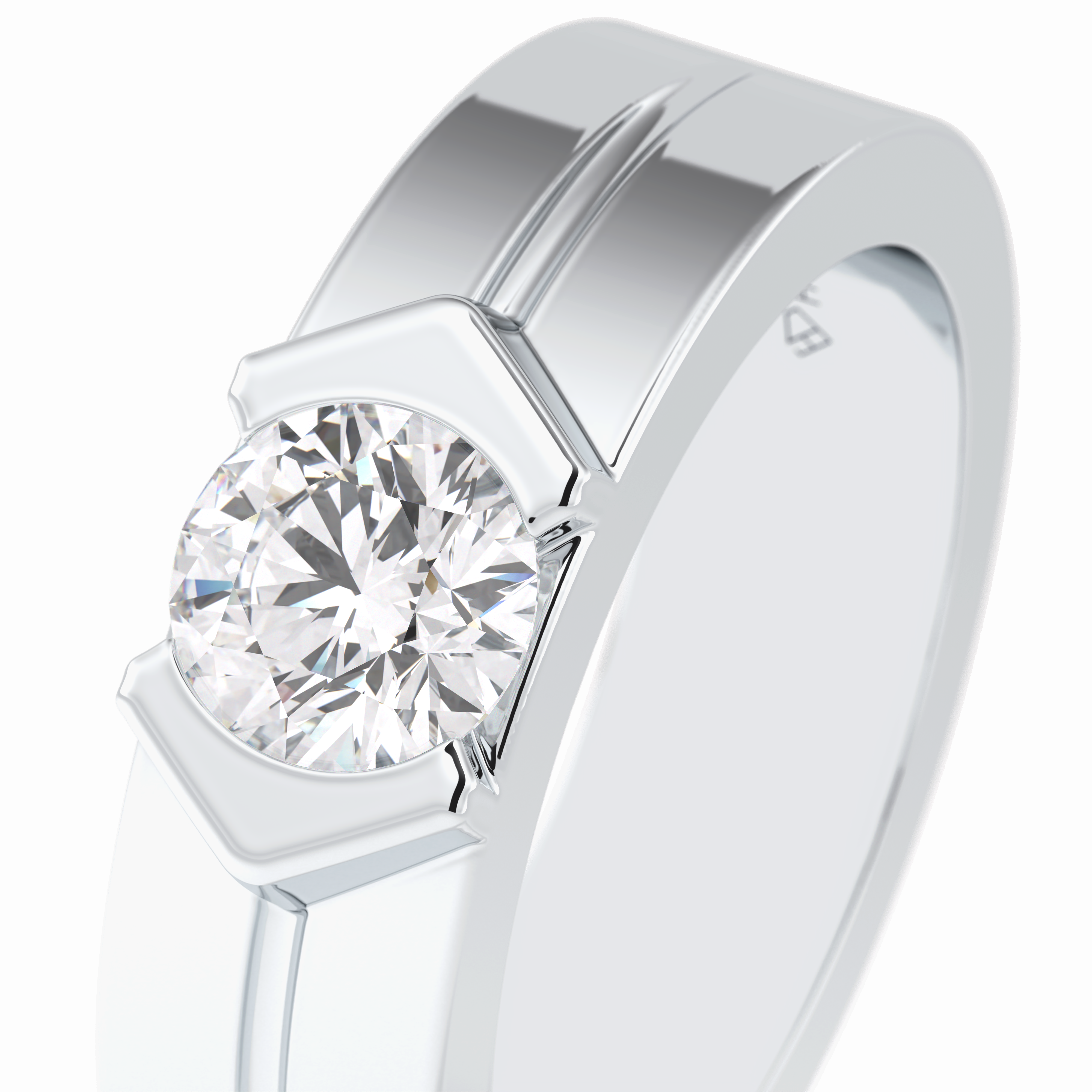 Monarch 0.59 Carat Round VS1 Moissanite Solitaire Engagement Ring in 18K White Gold