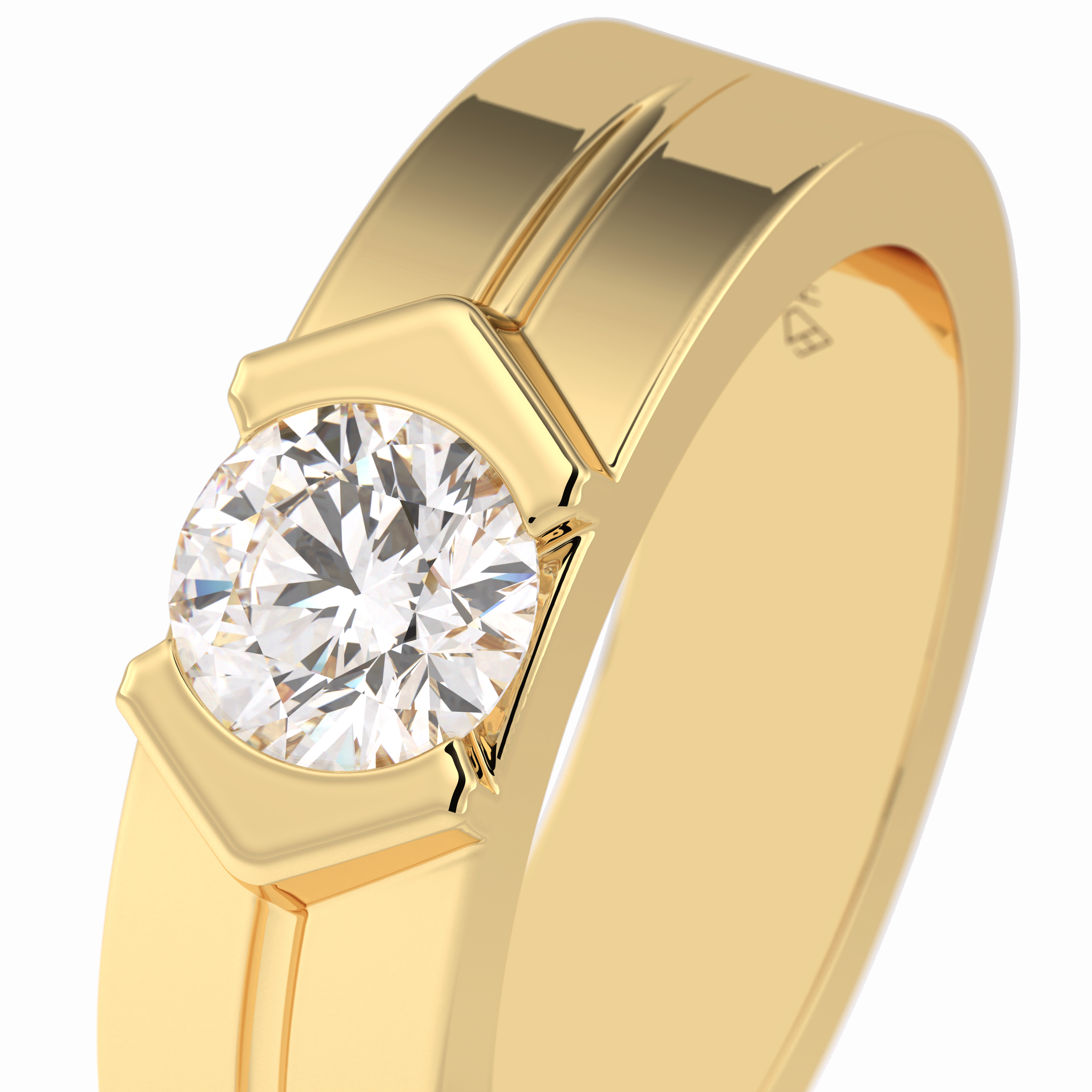 Monarch 0.59 Carat Round VS1 Moissanite Solitaire Engagement Ring in 18K Yellow Gold