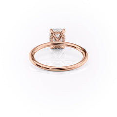 Mooncrest 3.05 Carat VVS Lab-Grown Elongated Cushion Hidden Halo Engagement Ring in 18K Rose Gold Back View
