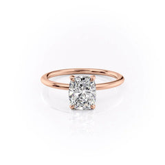 Mooncrest 3.05 Carat VVS Lab-Grown Elongated Cushion Hidden Halo Engagement Ring in 18K Rose Gold Front View