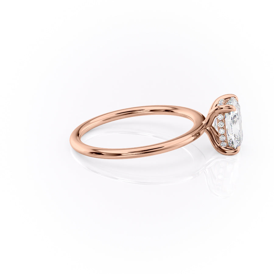 Mooncrest 3.05 Carat VVS Lab-Grown Elongated Cushion Hidden Halo Engagement Ring in 18K Rose Gold Right View