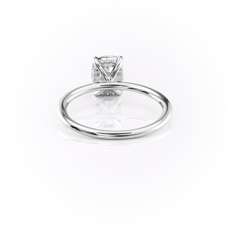 Mooncrest 3.05 Carat VVS Lab-Grown Elongated Cushion Hidden Halo Engagement Ring in 18K White Gold Back View
