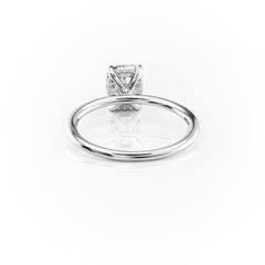 Mooncrest 3.05 Carat VVS Lab-Grown Elongated Cushion Hidden Halo Engagement Ring in 18K White Gold Back View