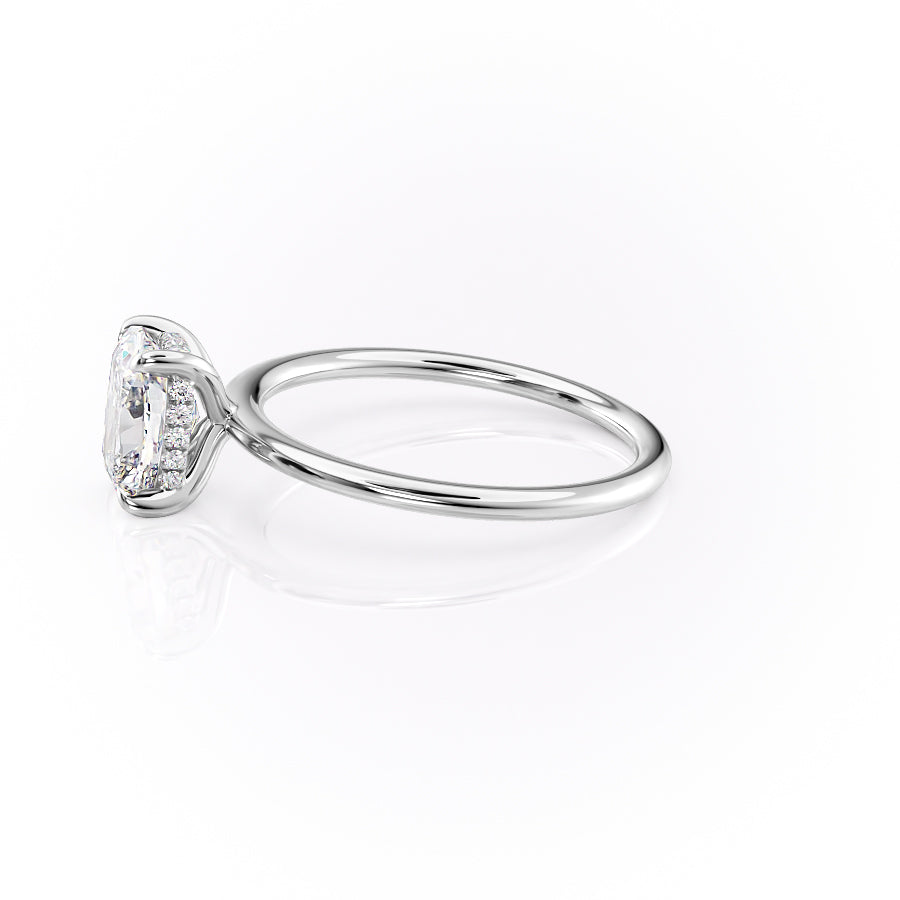 Mooncrest 3.05 Carat VVS Lab-Grown Elongated Cushion Hidden Halo Engagement Ring in 18K White Gold Left View