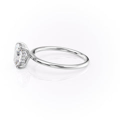 Mooncrest 3.05 Carat VVS Lab-Grown Elongated Cushion Hidden Halo Engagement Ring in 18K White Gold Left View