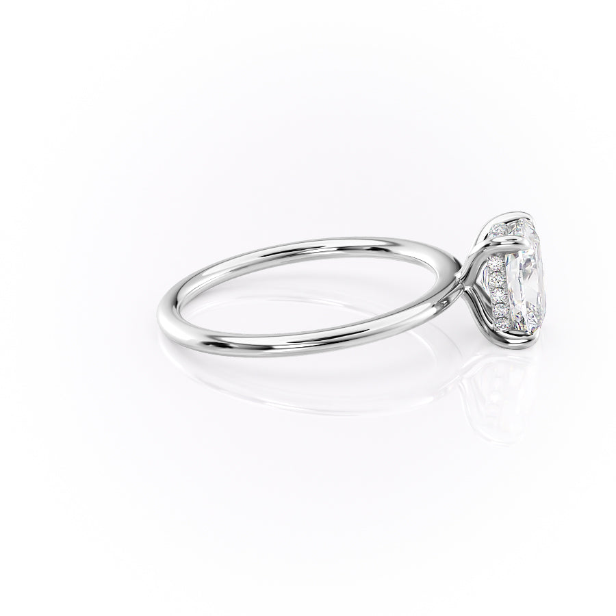 Mooncrest 3.05 Carat VVS Lab-Grown Elongated Cushion Hidden Halo Engagement Ring in 18K White Gold Right View