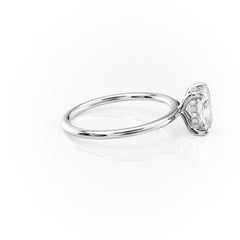 Mooncrest 3.05 Carat VVS Lab-Grown Elongated Cushion Hidden Halo Engagement Ring in 18K White Gold Right View