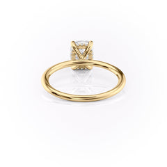 Mooncrest 3.05 Carat VVS Lab-Grown Elongated Cushion Hidden Halo Engagement Ring in 18K Yellow Gold Back View