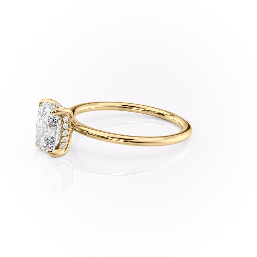 Mooncrest 3.05 Carat VVS Lab-Grown Elongated Cushion Hidden Halo Engagement Ring in 18K Yellow Gold Left View