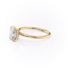 Mooncrest 3.05 Carat VVS Lab-Grown Elongated Cushion Hidden Halo Engagement Ring in 18K Yellow Gold Left View