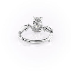 Moonlit 2.50 Carat VVS1 Lab-Grown Emerald Three-Stone Pave Engagement Ring in 18K White Gold Back View