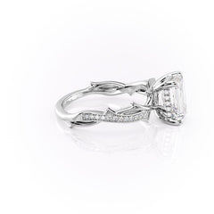 Moonlit 2.50 Carat VVS1 Lab-Grown Emerald Three-Stone Pave Engagement Ring in 18K White Gold Right View