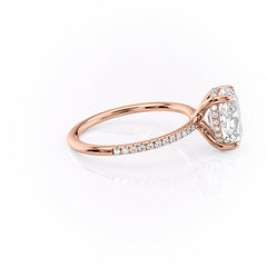 Moonlit Oval 2 Carat VVS1 Lab‑Grown Hidden Halo Pave Engagement Ring in 18K Rose Gold Right Side View