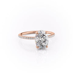 Moonlit Oval 2 Carat VVS1 Lab‑Grown Hidden Halo Pave Engagement Ring in 18K Rose Gold Right View