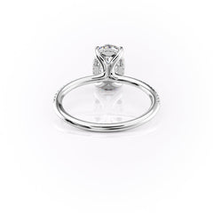 Moonlit Oval 2 Carat VVS1 Lab‑Grown Hidden Halo Pave Engagement Ring in 18K White Gold Back View