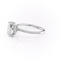 Moonlit Oval 2 Carat VVS1 Lab‑Grown Hidden Halo Pave Engagement Ring in 18K White Gold Left Side View