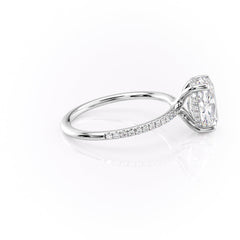 Moonlit Oval 2 Carat VVS1 Lab‑Grown Hidden Halo Pave Engagement Ring in 18K White Gold Right Side View