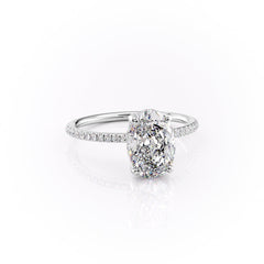 Moonlit Oval 2 Carat VVS1 Lab‑Grown Hidden Halo Pave Engagement Ring in 18K White Gold Right View