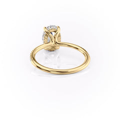 Moonlit Oval 2 Carat VVS1 Lab Grown Hidden Halo Pave Engagement Ring in 18K Yellow Gold Back Left View 