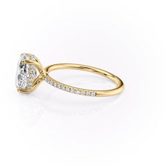 Moonlit Oval 2 Carat VVS1 Lab‑Grown Hidden Halo Pave Engagement Ring in 18K Yellow Gold Left Side View