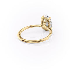 Moonlit Oval 2 Carat VVS1 Lab‑Grown Hidden Halo Pave Engagement Ring in 18K Yellow Gold Right Side Cross View