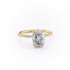 Moonlit Oval 2 Carat VVS1 Lab‑Grown Hidden Halo Pave Engagement Ring in 18K Yellow Gold Right View