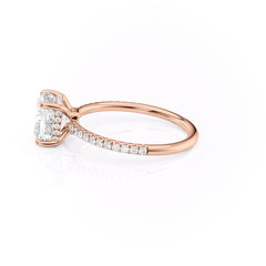 Nimbus Lyric 1 Carat VVS Lab-Grown Cushion Hidden Halo Pave Engagement Ring in 18K Rose Gold Left View 