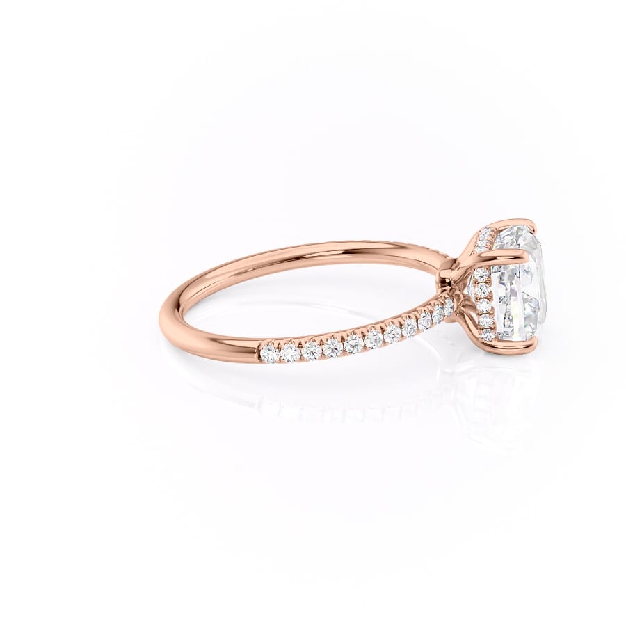 Nimbus Lyric 1 Carat VVS Lab-Grown Cushion Hidden Halo Pave Engagement Ring in 18K Rose Gold Right View 